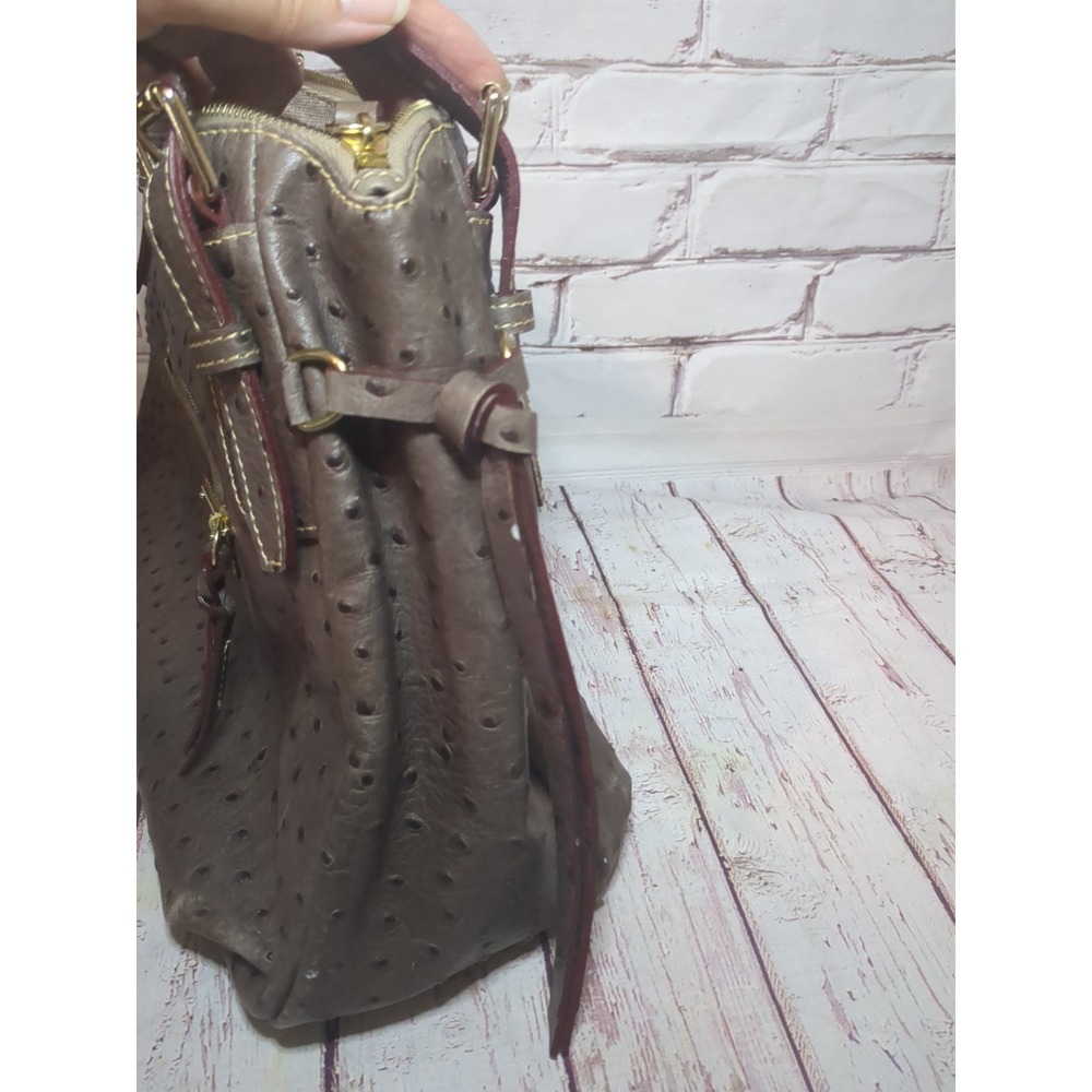 Dooney & Bourke Ostrich Florentine City Barlow Brown Leather Handbag Purse - Picture 13 of 15